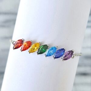 925 Sterling Silver Multicolor Gemstone Bracelet, Charmed Aroma Rainbow